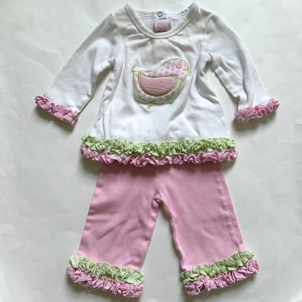 Mudpie Baby Girl's Matching Set Rare Vintage Spring Chick 0-6M